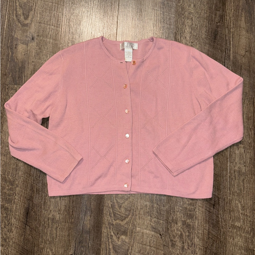 Petite Sophisticate Light Pink Button up cardigan
